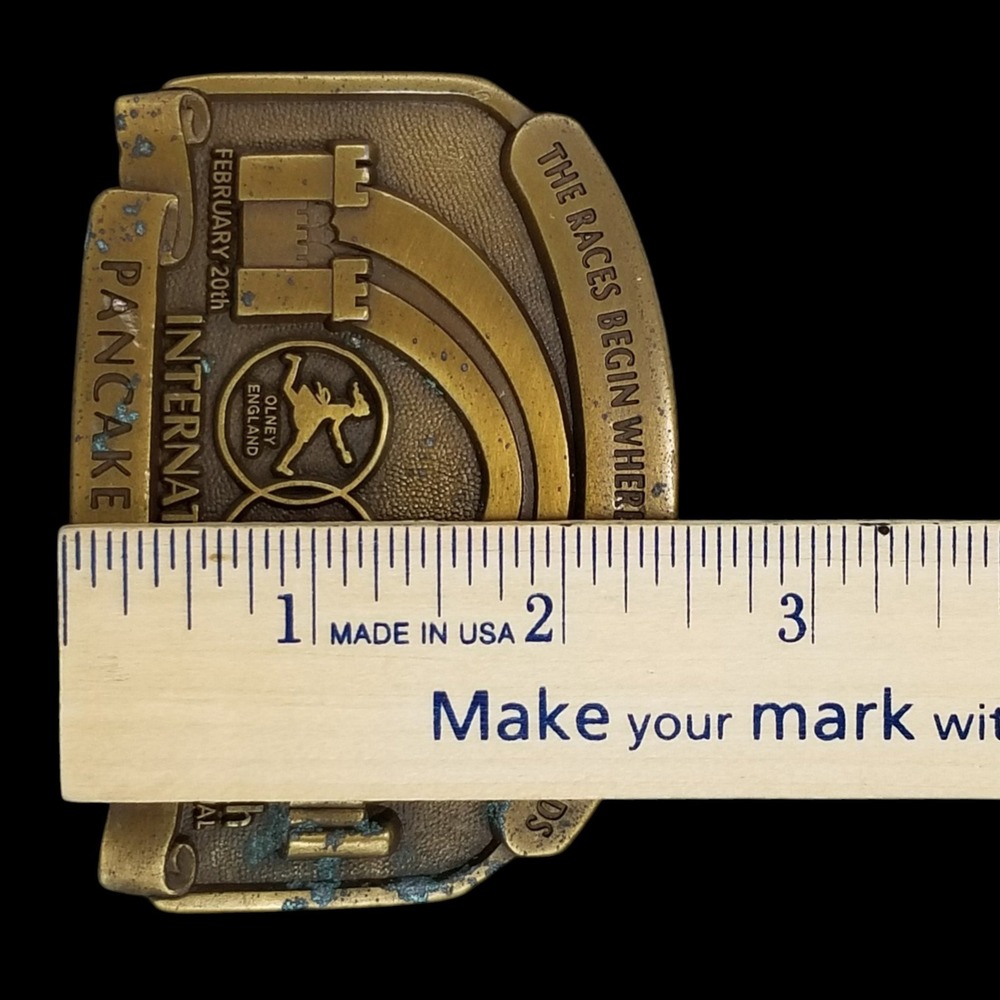 Western Associates Belt Buckle 47th International Pancake Day 1996 Solid Brass - Picture 10 of 10